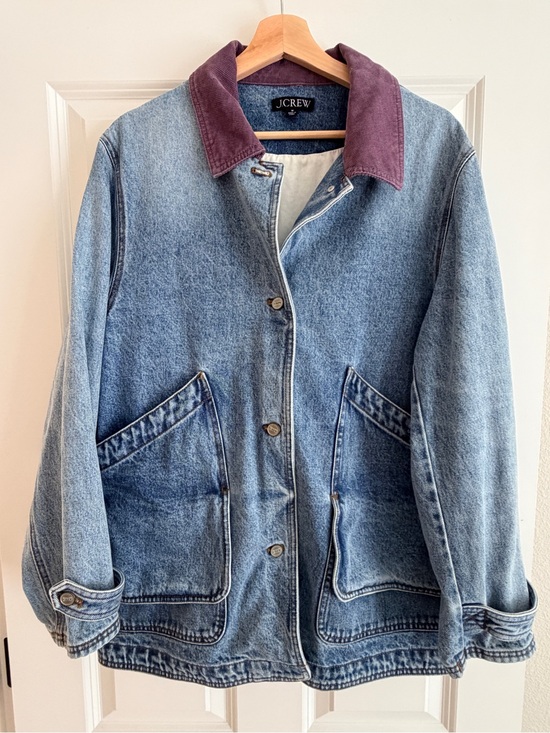 J. Crew Jackets & Blazers - J.Crew Relaxed Barn Jacket in Denim Corduroy Collar In Lily Wash Cotton M